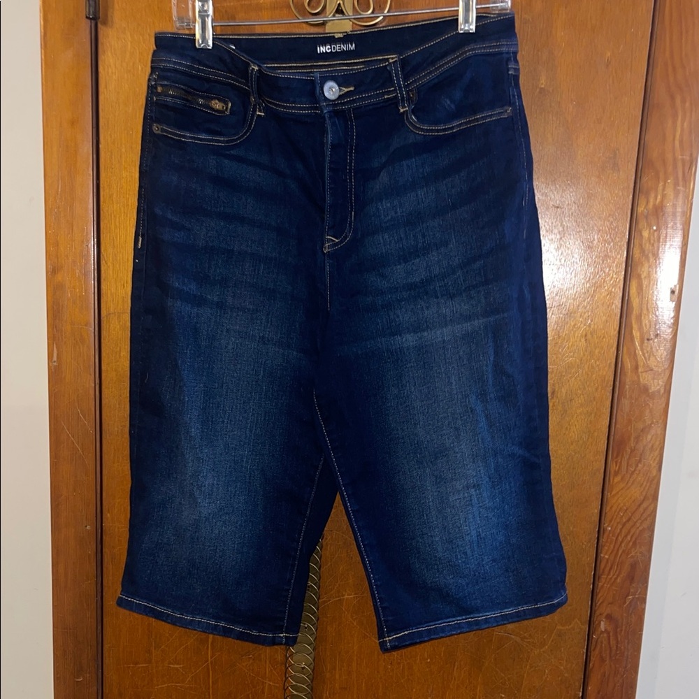 INC International Concepts Dark Blue Denim Bermuda Shorts
